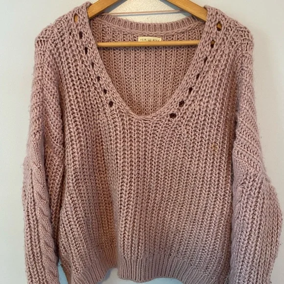 La Hearts Sweaters Soft Purple Vneck Cable Knit Sweater Poshmark
